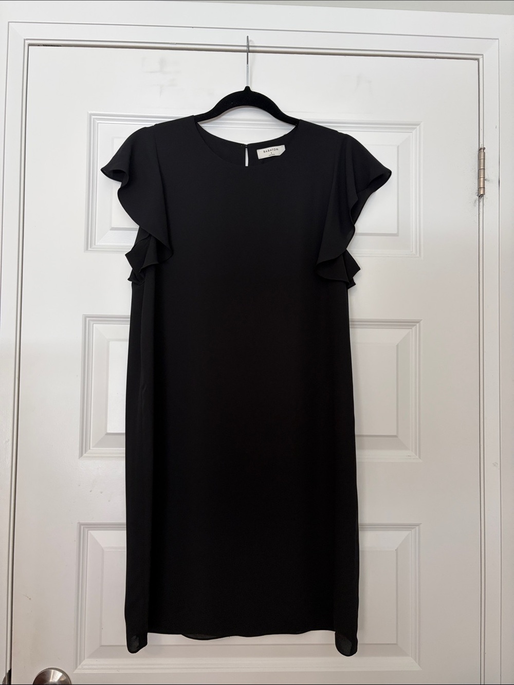 Babaton Black Ruffle Sleeve Midi Dress